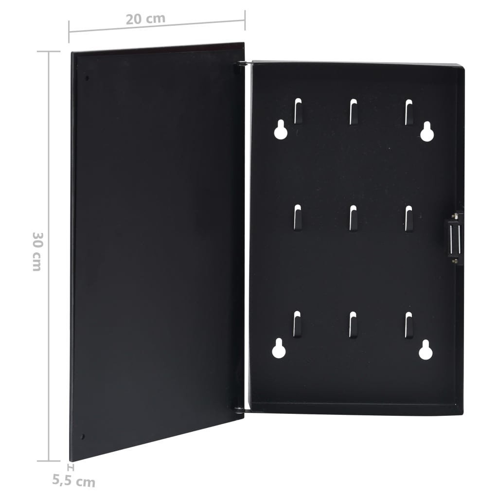 Key Box with Magnetic Board Black 30x20x5.5 cm